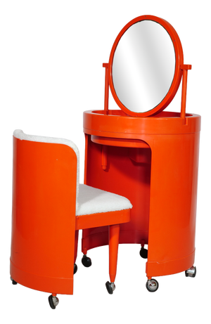 Space Age Silvi Dressing Table and Chair in Plastic by Studio Kastilia for Fanini Fain S.P.A., 1970s, Set of 2