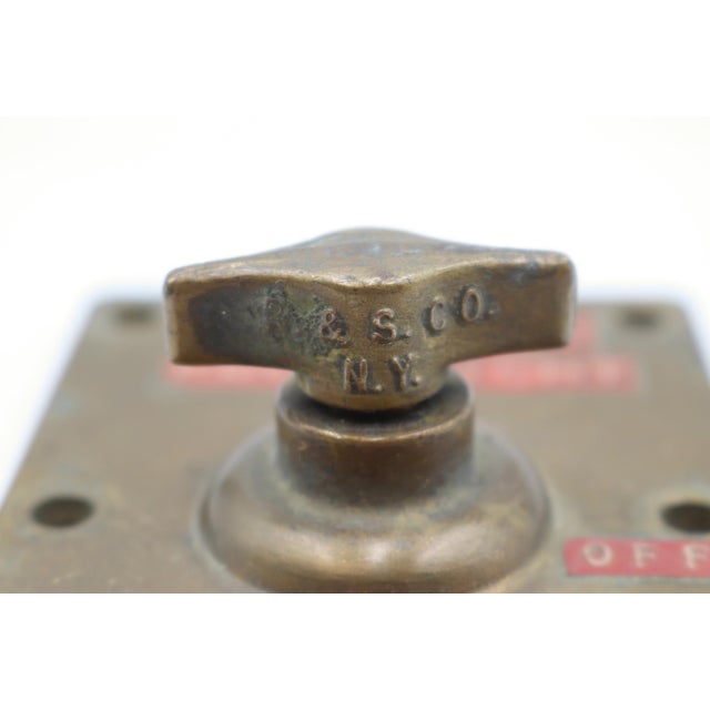 Traditional Mid 20th Century Russell & Stoll Company Brass Ship Light Switch For Sale - Image 3 of 6