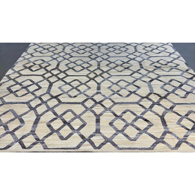 Boho Chic Modern Turkish Geometric Kilim Woven With Old Wool - 9'11" X 8'2" For Sale - Image 3 of 5