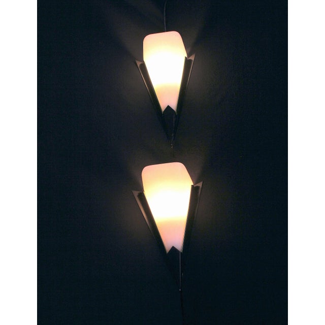 Perspex & Black Metal Wall Lamps, Mid-Century France - a Pair For Sale - Image 4 of 9