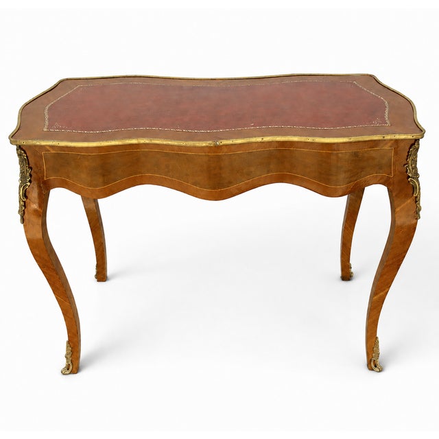 French Vintage French Louis XV–Style Leather-Top Ladies’ Writing Desk For Sale - Image 3 of 14