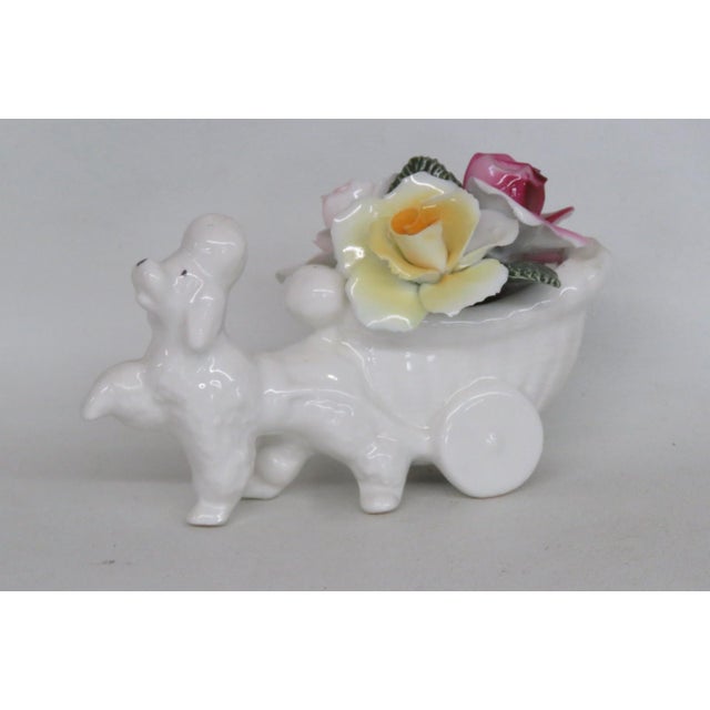 Thorley Bone China Figurine Poodle Pulling Cart of Flowers Made in England 5155b For Sale - Image 4 of 16