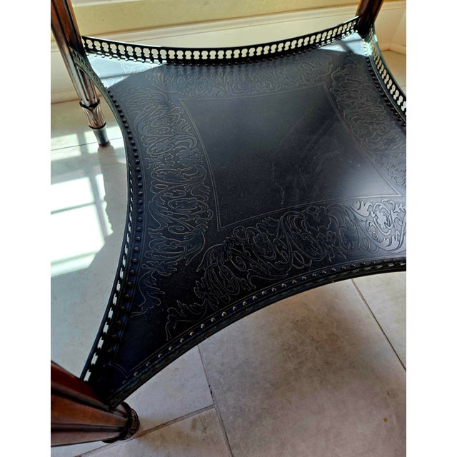 Wood Theodore Alexander Side Table With Metal Top, Metal Bottom, and Drawer For Sale - Image 7 of 14