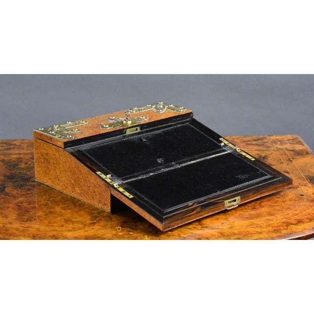 Victorian Amboyna Writing Slope, 1870 For Sale - Image 3 of 15