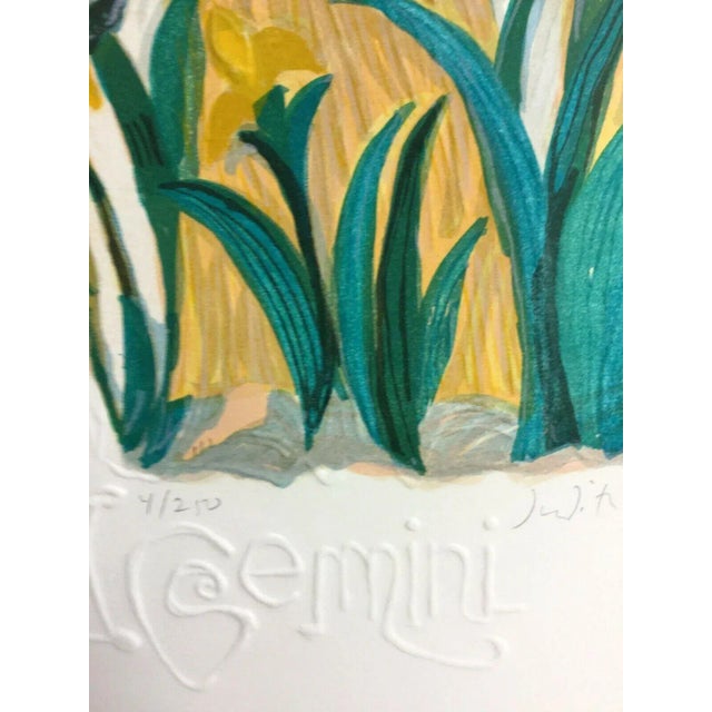 Mid Century Modern Unframed Gemini Zodiac Judith Bledsoe Hand Signed Lithograph For Sale - Image 4 of 5