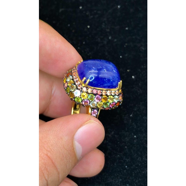 Bochic "Orient" Vintage Diamond, Sapphire & Multi Gem Ring Set 18K Gold & Silver For Sale - Image 18 of 18