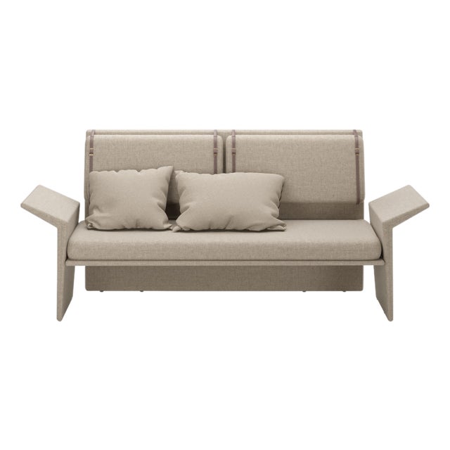 Panama White Linen Sofa by Javier Gomez For Sale