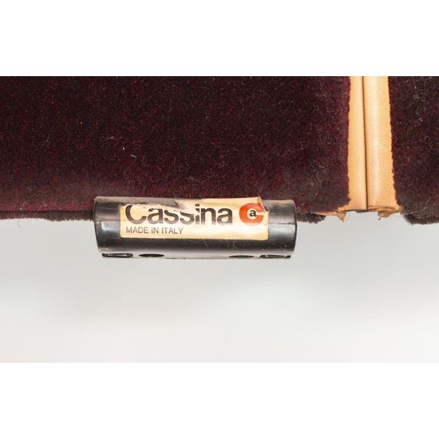 Duc Three-Seater Sofa in Burgundy Velvet by Mario Bellini for Cassina, 1970s For Sale - Image 12 of 16