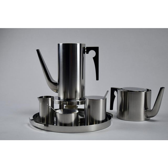 Silver Coffee and Tea Set by Arne Jacobsen for Stelton, 1992, Set of 9 For Sale - Image 8 of 15