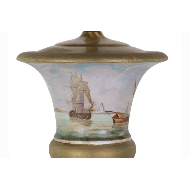 Late 20th Century Vintage Florentine-Style Hand-Painted Nautical Table Lamp For Sale - Image 5 of 10