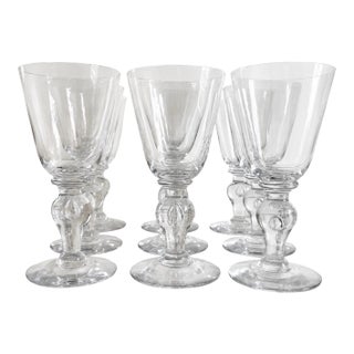 Early 18th Century English Queen Anne Baluster Wine Glass Large Goblets - Set of 12 For Sale
