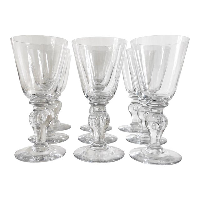 Early 18th Century English Queen Anne Baluster Wine Glass Large Goblets - Set of 12 For Sale