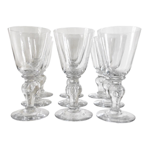 Early 18th Century English Queen Anne Baluster Wine Glass Large Goblets - Set of 12