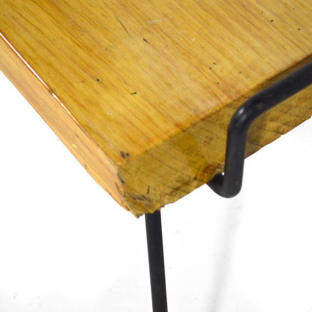 Coffee Mid-Century Wood Bench / Table with Iron Legs For Sale - Image 8 of 10