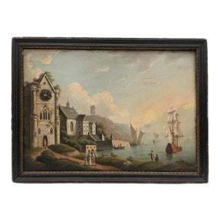19th Century Swiss Mechanical Clock Painting Circa 1820 For Sale