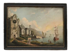 19th Century Swiss Mechanical Clock Painting Circa 1820