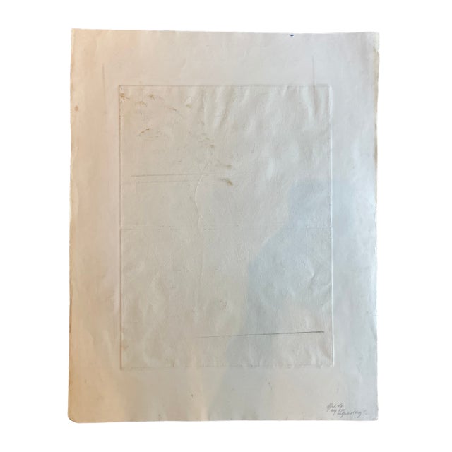 . Deep blues & taupes depicted in this modern styled etching . Vintage Etching by Alfred Ng, signature on back . Dated...