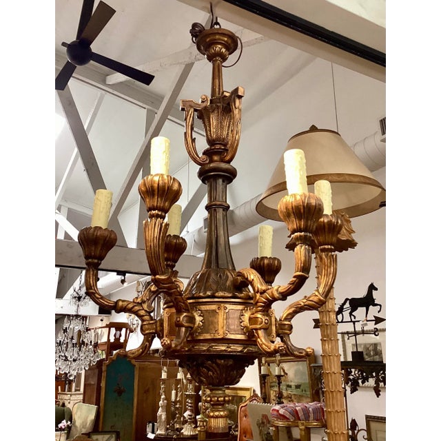 Antique Regency Style Giltwood Chandelier For Sale - Image 4 of 4