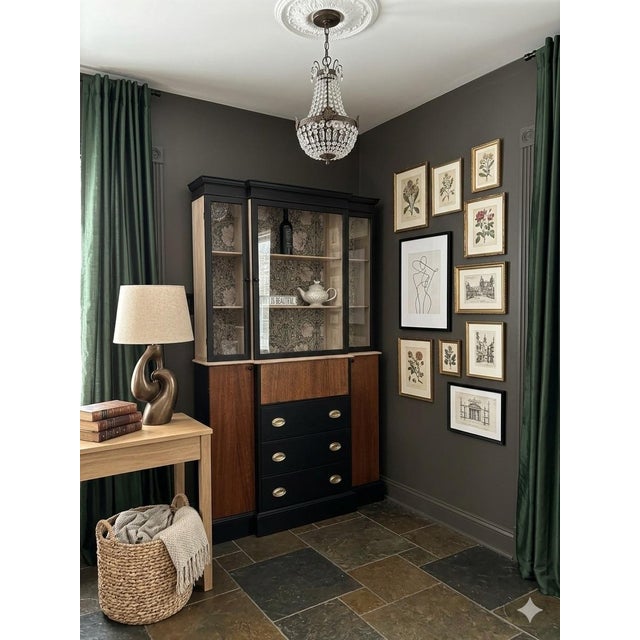 Vintage Mid Century Breakfront/ China For Sale - Image 9 of 9