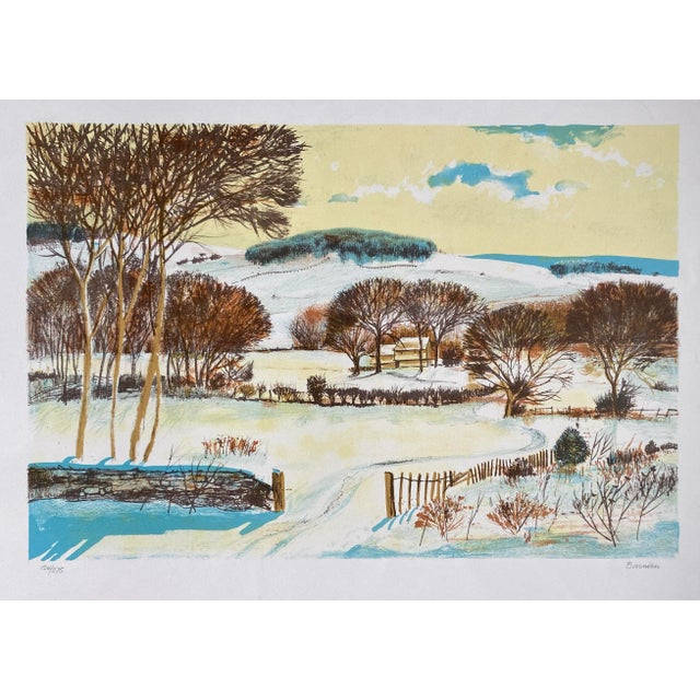 Traditional 1960s Bruce Barnden Snowy Landscape Lithograph For Sale - Image 3 of 3
