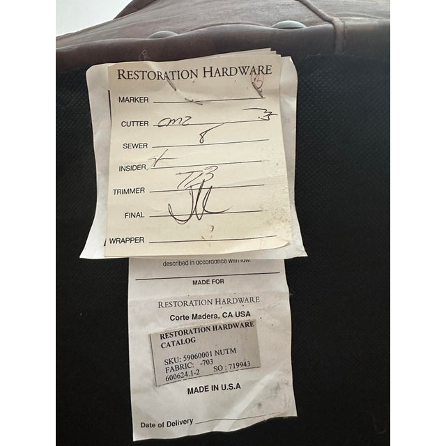 Restoration Hardware Leather Buster Chair For Sale - Image 11 of 15