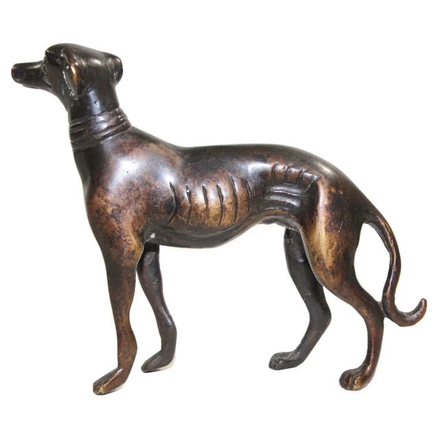 Cast Metal Greyhound Dog Sculpture For Sale - Image 4 of 12