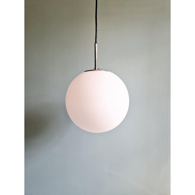 Large Pendant Light in Satin White Opal Glass from Glashütte Limburg, 1970s For Sale - Image 12 of 14