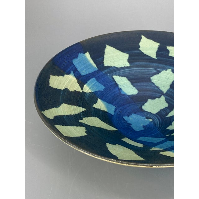 Modern Blue Studio Ceramic Bowl by Monika Wicker, 1970s For Sale - Image 3 of 11