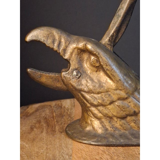 Late 19th Century Antique Cast Iron Eagle Head Tabletop Nutcracker Mechanical Lever Brass Wash Finish For Sale - Image 5 of 18