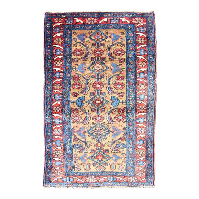 Antique Persian Hamadan Rug With Colorful Geometric All-Over Design in Yellow For Sale