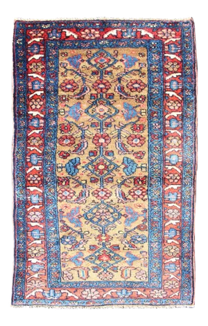 Antique Persian Hamadan Rug With Colorful Geometric All-Over Design in Yellow