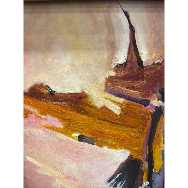 Vintage Abstract Painting in Ochre and Blush Tones For Sale - Image 9 of 9