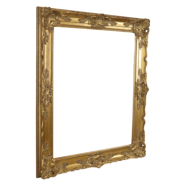 Large Baroque Classic Wooden Gold Frame For Sale - Image 4 of 16