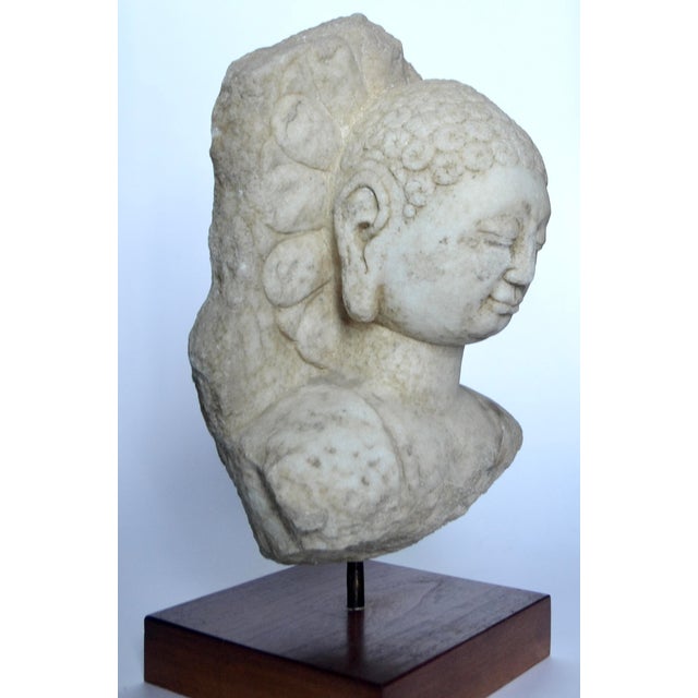 Stone Ancient Chinese Marble Buddha Head For Sale - Image 7 of 10