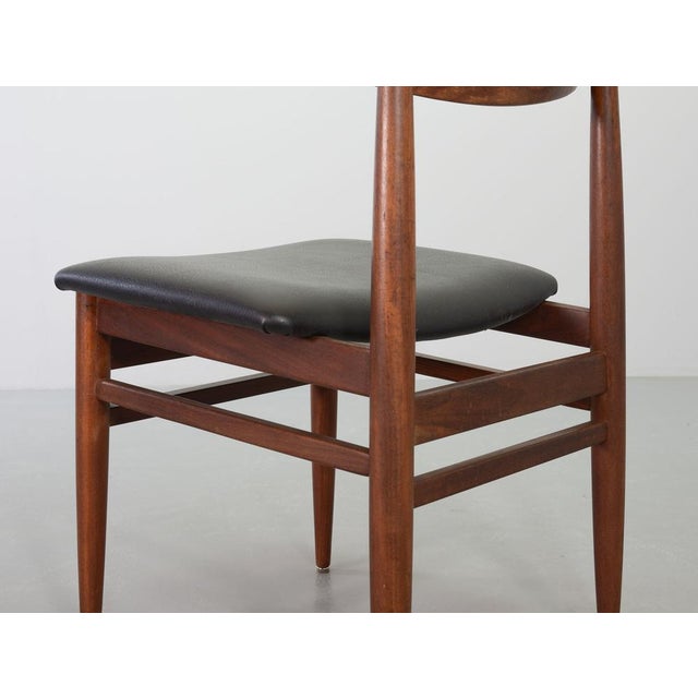 Danish Teak Dining Chairs with Black Leatherette Seats, Denmark, 1960s, Set of 6 For Sale - Image 15 of 18
