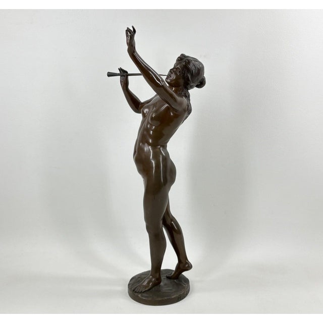 Art Nouveau Early 20th Century "Musique" (Music) - An Elegant Art Nouveau Bronze by Marcel Debut For Sale - Image 3 of 13