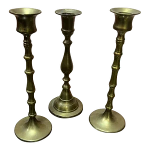 1970s Collection of Brass Candleholders - Set of 3