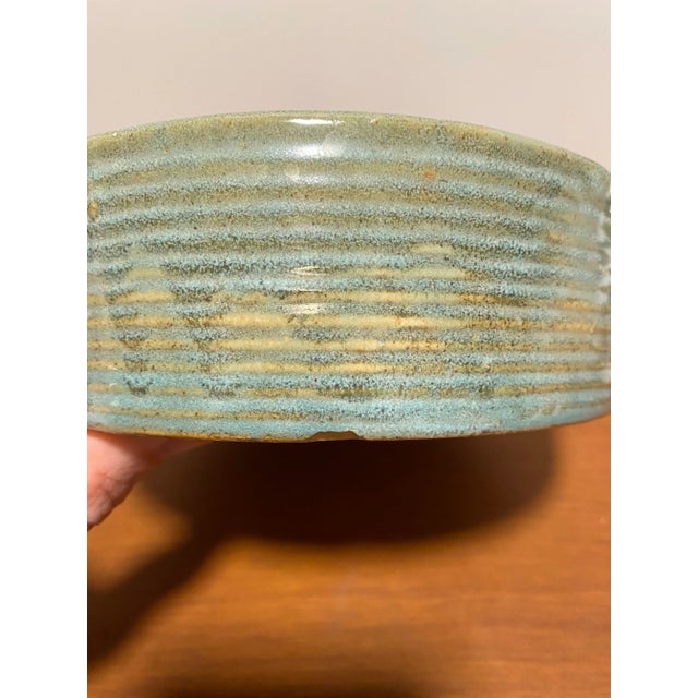 Mid-Century Modern Vintage Zanesville Cylindrical Blue Glazed Pot For Sale - Image 3 of 9