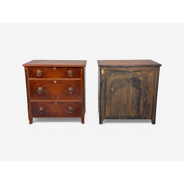 French Empire, Small Commodes, Flame Mahogany, Brass, Usa, 1940s For Sale In New York - Image 6 of 13