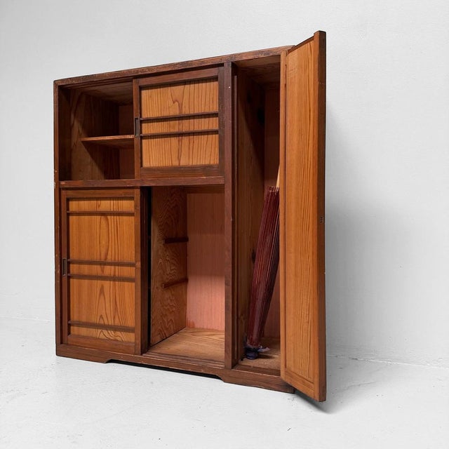 Brown Vintage Japanese Storage Cabinet with Sliding Doors, 1960s For Sale - Image 8 of 11