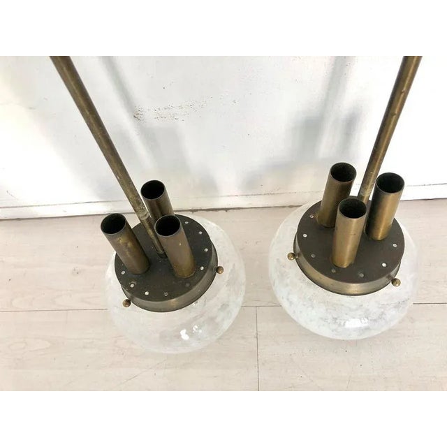 Brass & Glass Ceiling Lamps, 1950s, Set of 2 For Sale - Image 10 of 13