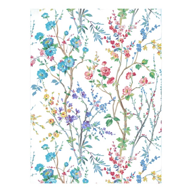 Sample - The House of Scalamandré Potpourri Wallpaper, Turquoise For Sale