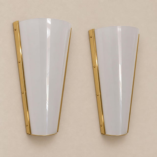 1970s 1970s Italian Sconces Brass Plexiglass Stilux Style Wall Lights - Pair For Sale - Image 5 of 8