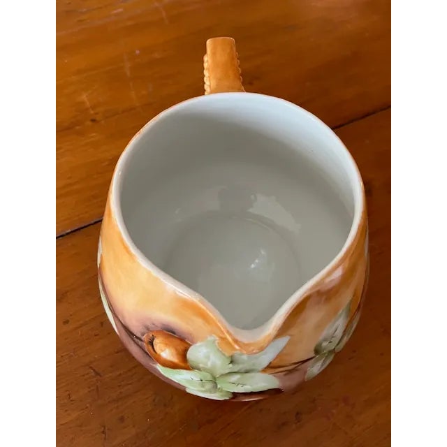 Limoges, France Jean Pouyat Limoges Cider Pitcher Early 20th Century Hand Painted Porcelain For Sale - Image 4 of 6