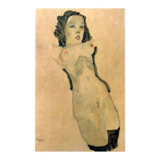1981 Egon Schiele 9 Erotic Drawings Naked Woman Black Stocking For Sale