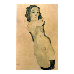 1981 Egon Schiele 9 Erotic Drawings Naked Woman Black Stocking