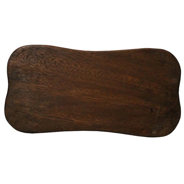 Chinese Rectangular Geometric Relief Carving Motif Wood Tray For Sale - Image 4 of 8