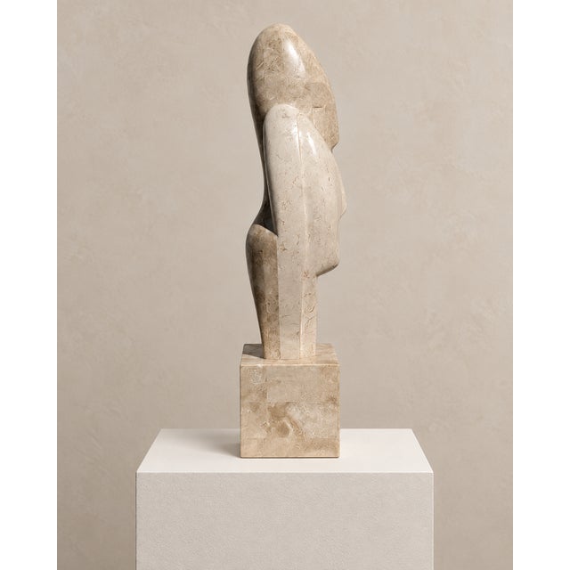 Vintage Tessellated-Stone Snuggling Couple Sculpture For Sale - Image 4 of 5