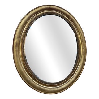 Napoleon III Oval Mirror Gilded with Gold Leaf Wood and Stucco For Sale