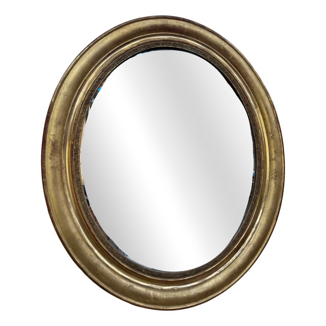 Napoleon III Oval Mirror Gilded with Gold Leaf Wood and Stucco For Sale